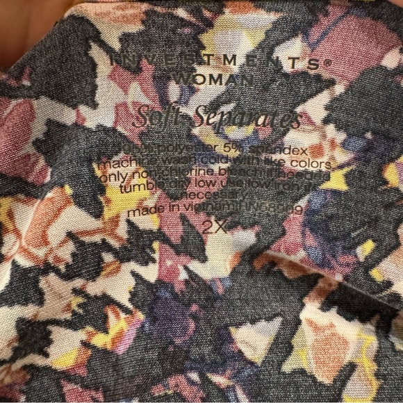 Investments Soft Separates Dress Multicolor Patterned Faux Wrap Stretch Work 2X - Picture 5 of 5